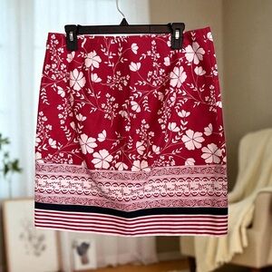 LOFT Ann Taylor Floral Border Print Skirt | Size 8